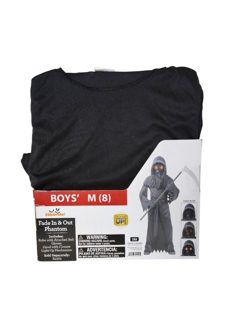 Celebrate Fade In Out Phantom Boys Costume Medium 8 Lights Up Halloween New